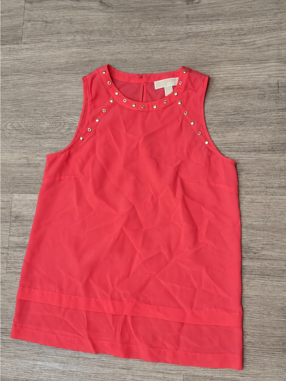 Michael Kors Coral-Red Studded Sleeveless Camisole